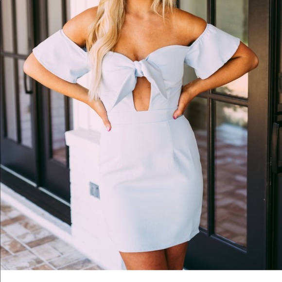 Blue off the shoulder dress - Picture 1 of 4